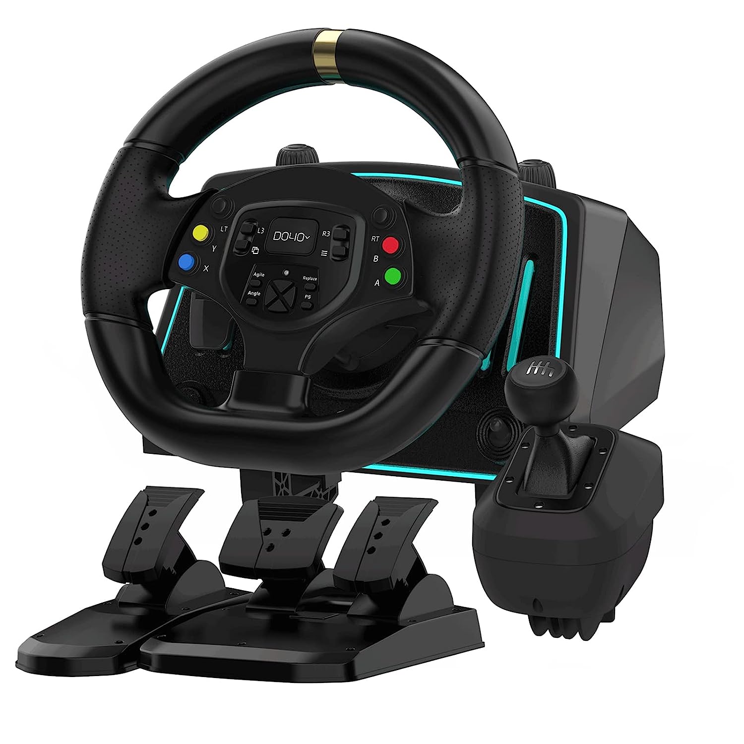 NBCP Doyo Gaming Steering Wheel 1080 Driving Sim Controller W Pedals Black