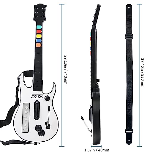 DOYO Wii Guitar Hero, Wireless White Game Guitar for Wii Guitar Hero and Rock Band Games (Excluding Rock Band 1) - guitar hero wii Bundle Nintendo Wii, guitar hero Guitar for Wii Only