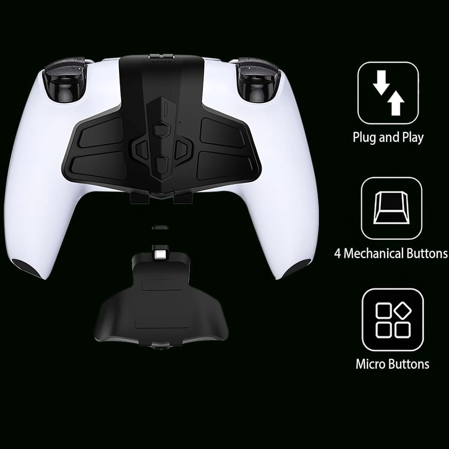 P5 Back Button for DualSense Controller - Back Extension Buttons DIY Kits for PS5 DualSense Controller,Programmable,Turbo, Macro, and RGB LED - Easy Connection and Upgrades