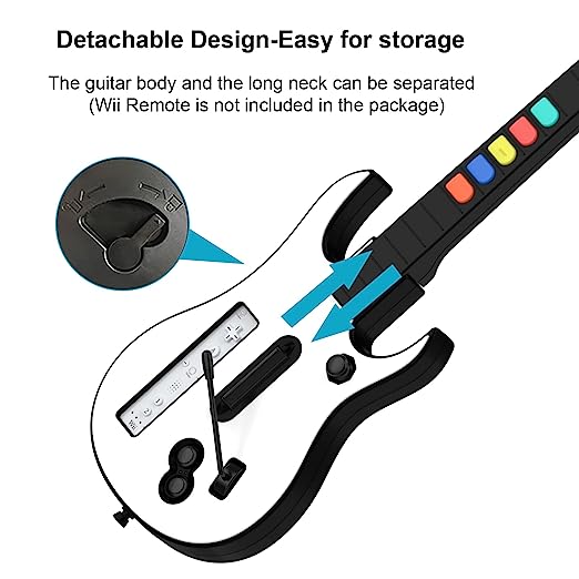 DOYO Wii Guitar Hero, Wireless White Game Guitar for Wii Guitar Hero and Rock Band Games (Excluding Rock Band 1) - guitar hero wii Bundle Nintendo Wii, guitar hero Guitar for Wii Only