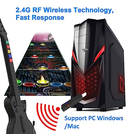 DOYO PC Guitar Hero Controller, Wireless PS3 Guitar Hero with Dongle for PC,Playstation 3 Guitar Hero Rock Band Would Tour Clone Hero Games