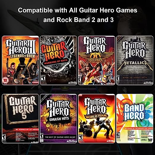 DOYO Wii Guitar Hero, Wireless White Game Guitar for Wii Guitar Hero and Rock Band Games (Excluding Rock Band 1) - guitar hero wii Bundle Nintendo Wii, guitar hero Guitar for Wii Only