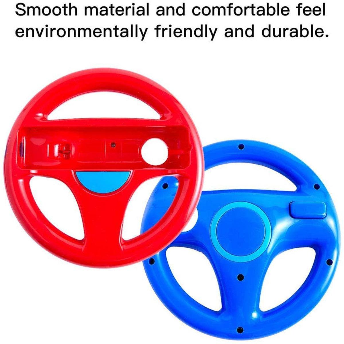 DOYO 2 Pack Steering Wheel for wii Controller 360 Degree Rotation Mario Kart Racing Game Steering Wheel (Red & Blue) - DOYO Game