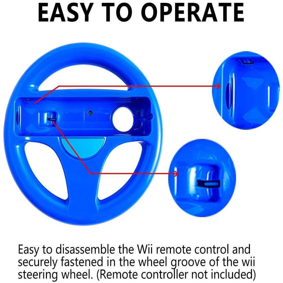 DOYO 2 Pack Steering Wheel for wii Controller 360 Degree Rotation Mario Kart Racing Game Steering Wheel (Red & Blue) - DOYO Game