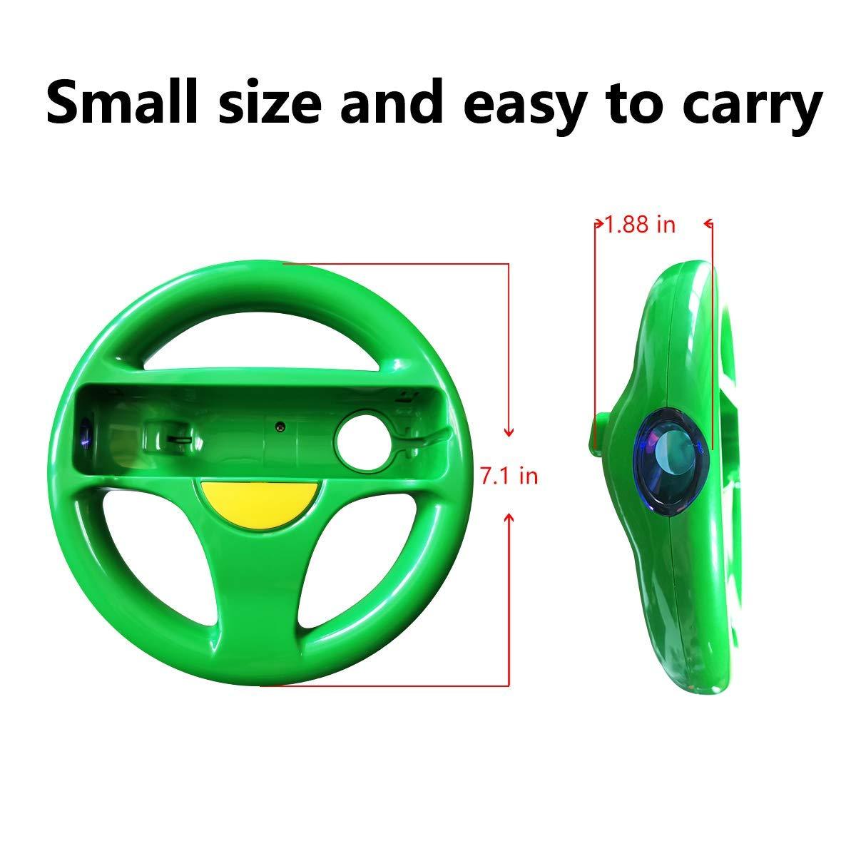 DOYO 2 Pack Wii steering wheel 360 Degree Rotation Mario Kart Racing Game Steering Wheel (Red & Green) - DOYO Game