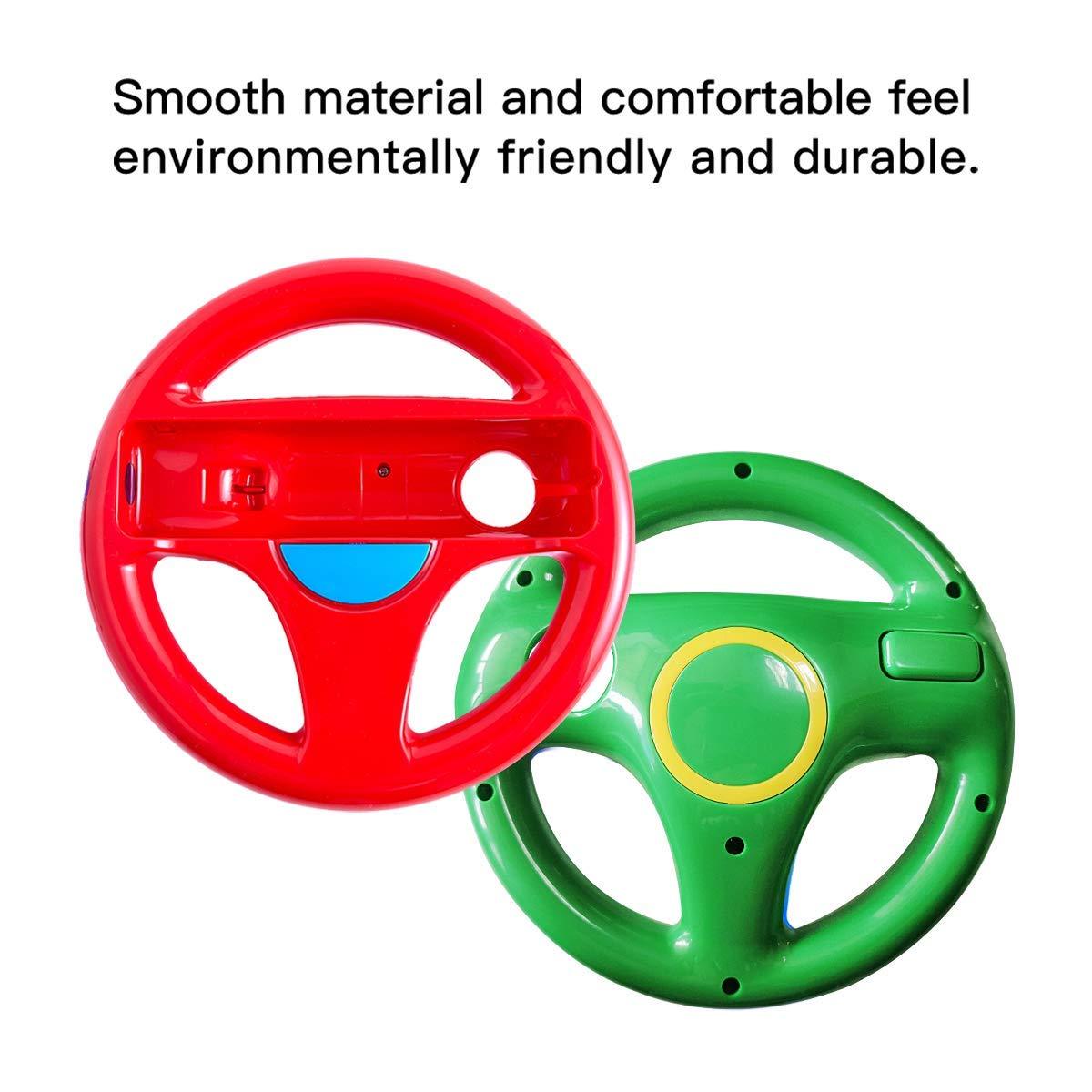 DOYO 2 Pack Wii steering wheel 360 Degree Rotation Mario Kart Racing Game Steering Wheel (Red & Green) - DOYO Game