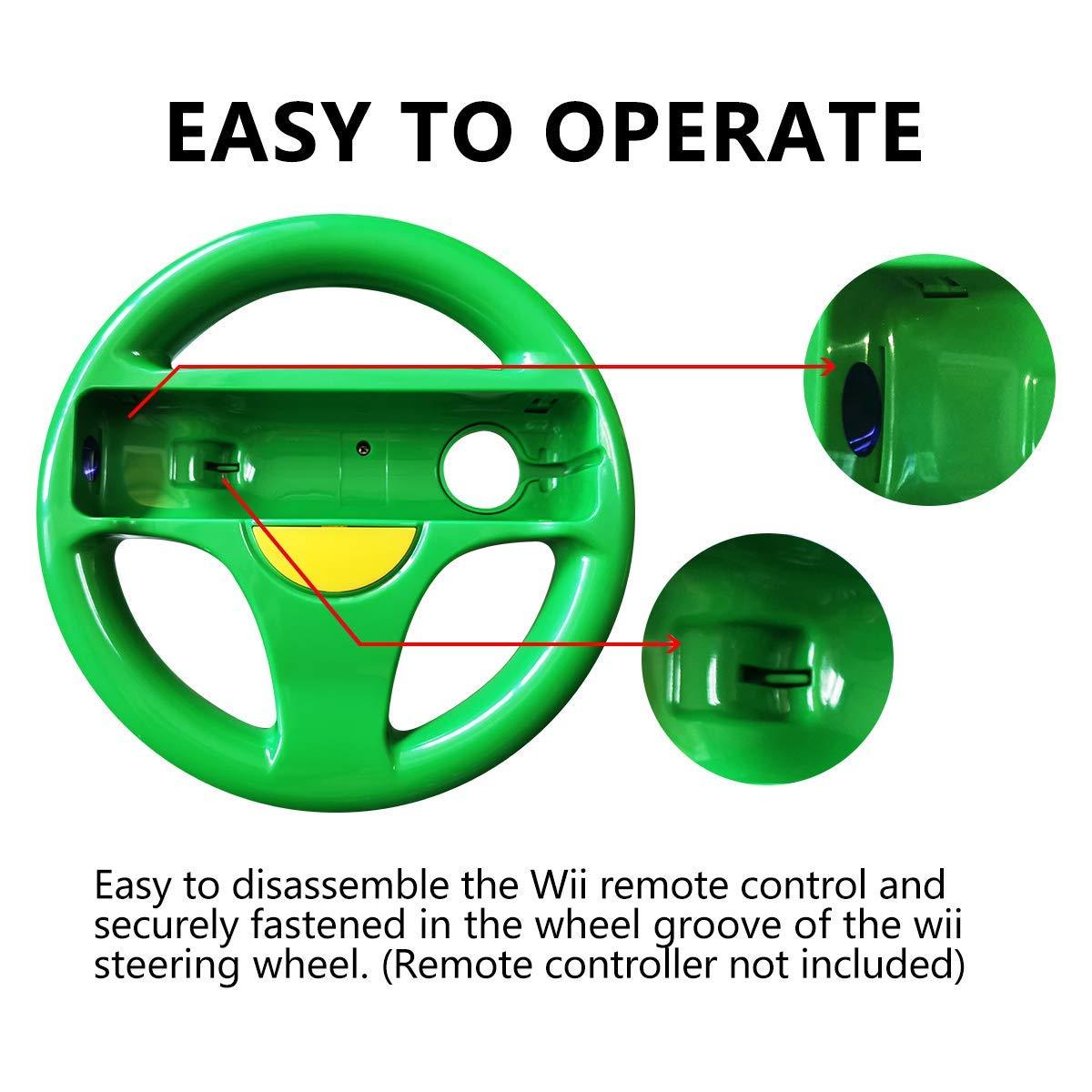 DOYO 2 Pack Wii steering wheel 360 Degree Rotation Mario Kart Racing Game Steering Wheel (Red & Green) - DOYO Game
