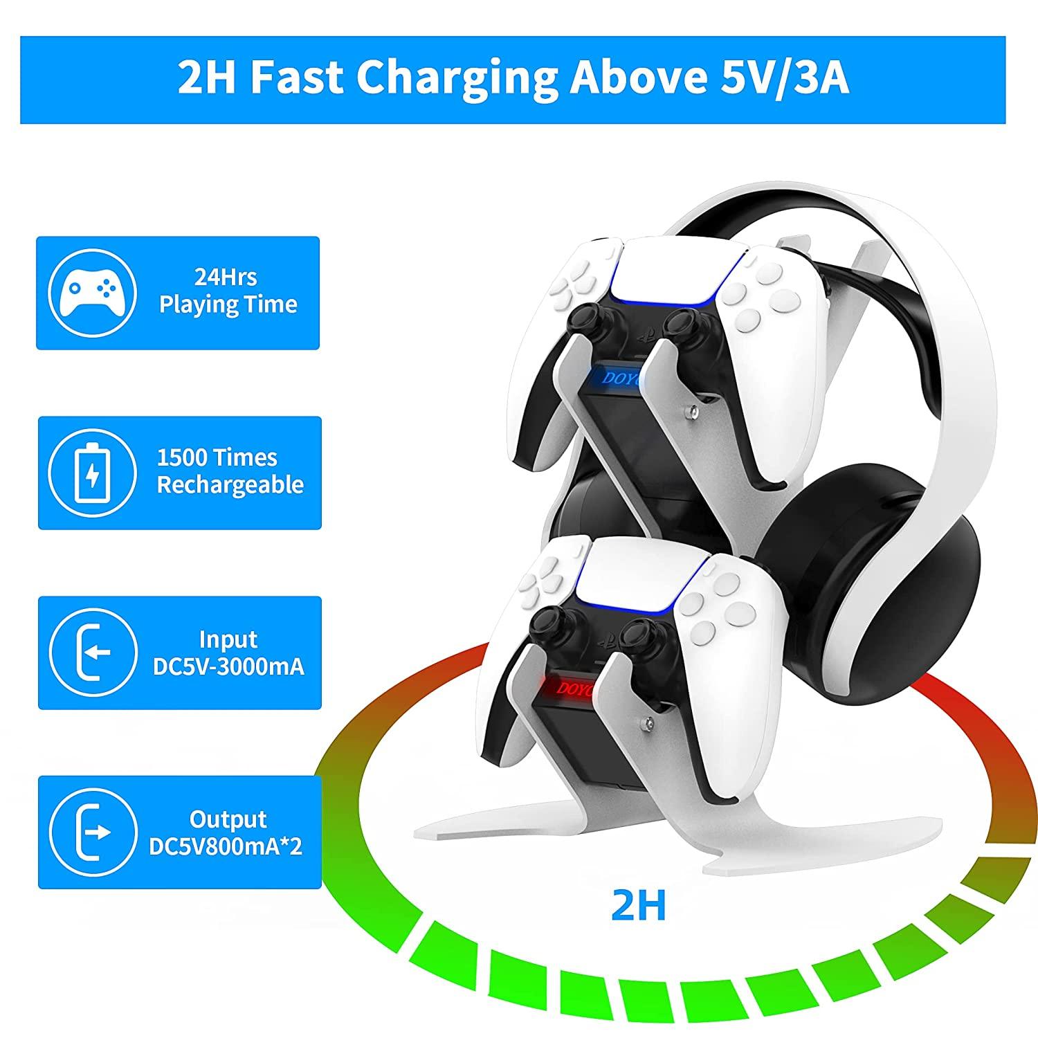 DOYO Controller Charger Station for PS5 Headphone Storage and Quick Controller Charging Function Coexist Sturdy Design Metal Durable Material - DOYO Game