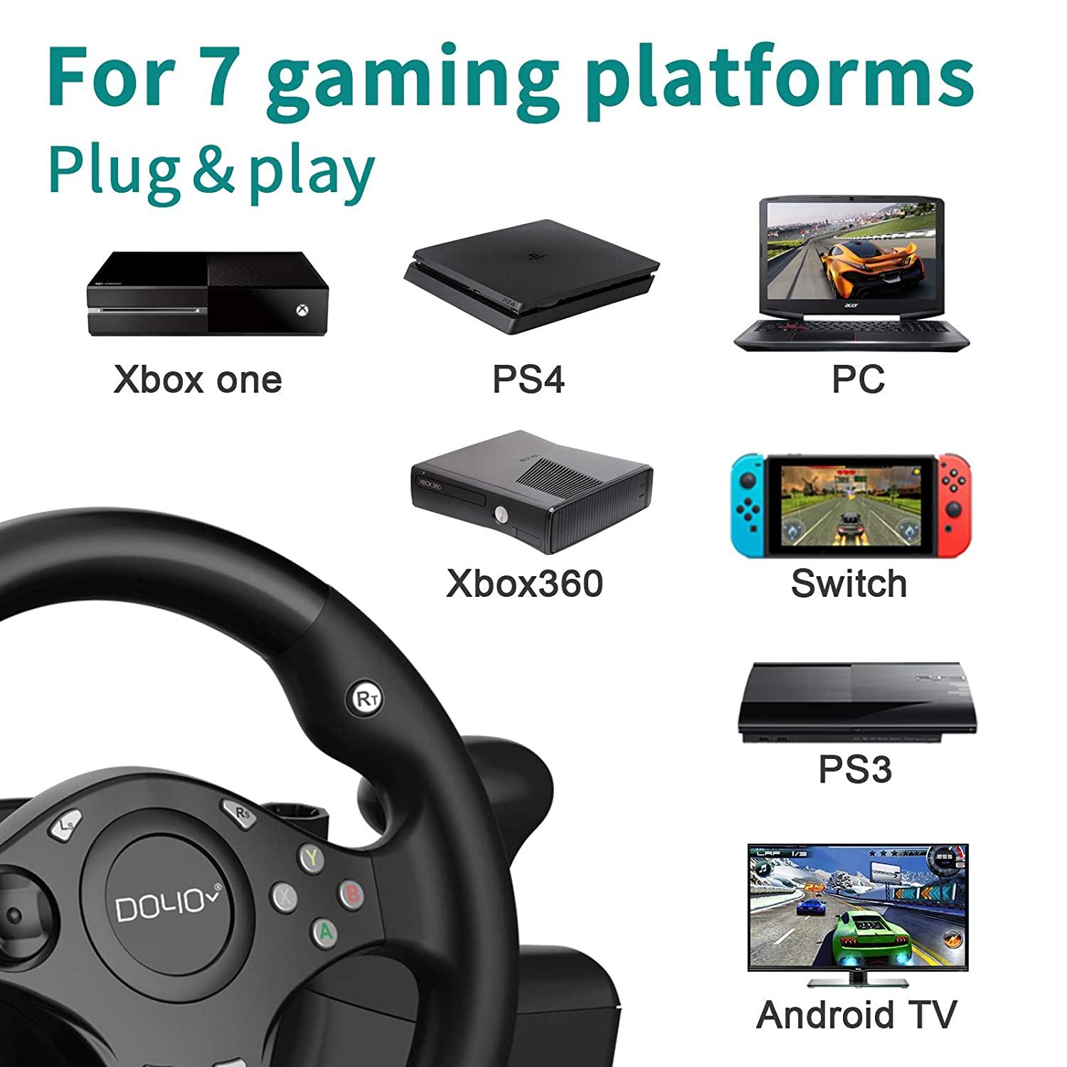 DOYO Gaming Steering Wheel with Pedals for PC/PS4/PS3/Xbox One/360/SWITCH Realistic Racing Experience - DOYO Game