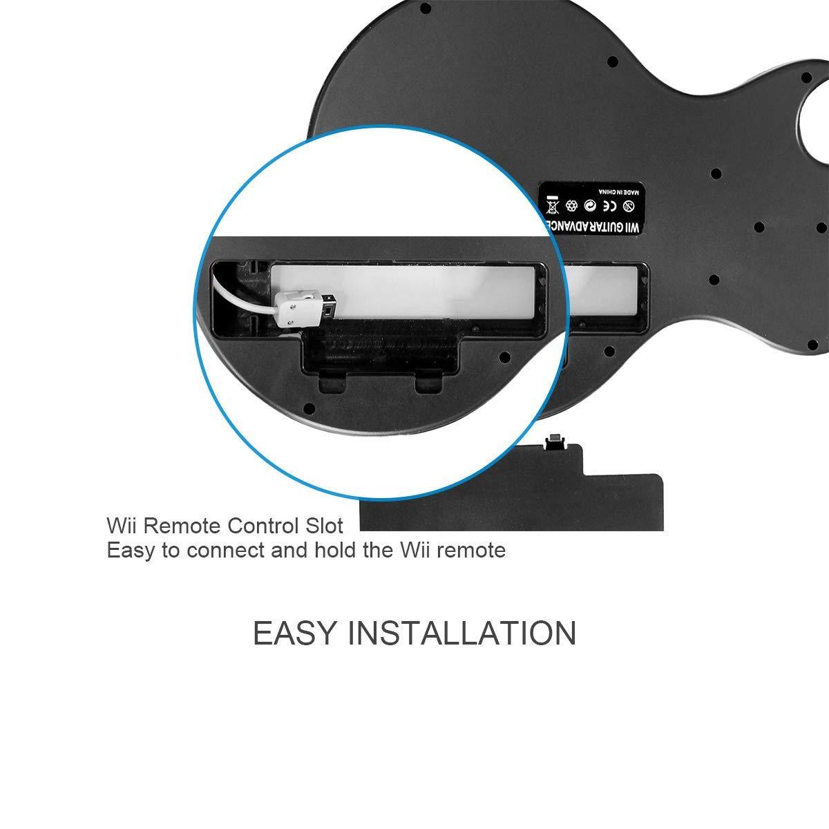 DOYO Wireless Wii Guitar Compatible with Guitar Hero and Rock Band Games Black 5-Key - DOYO Game