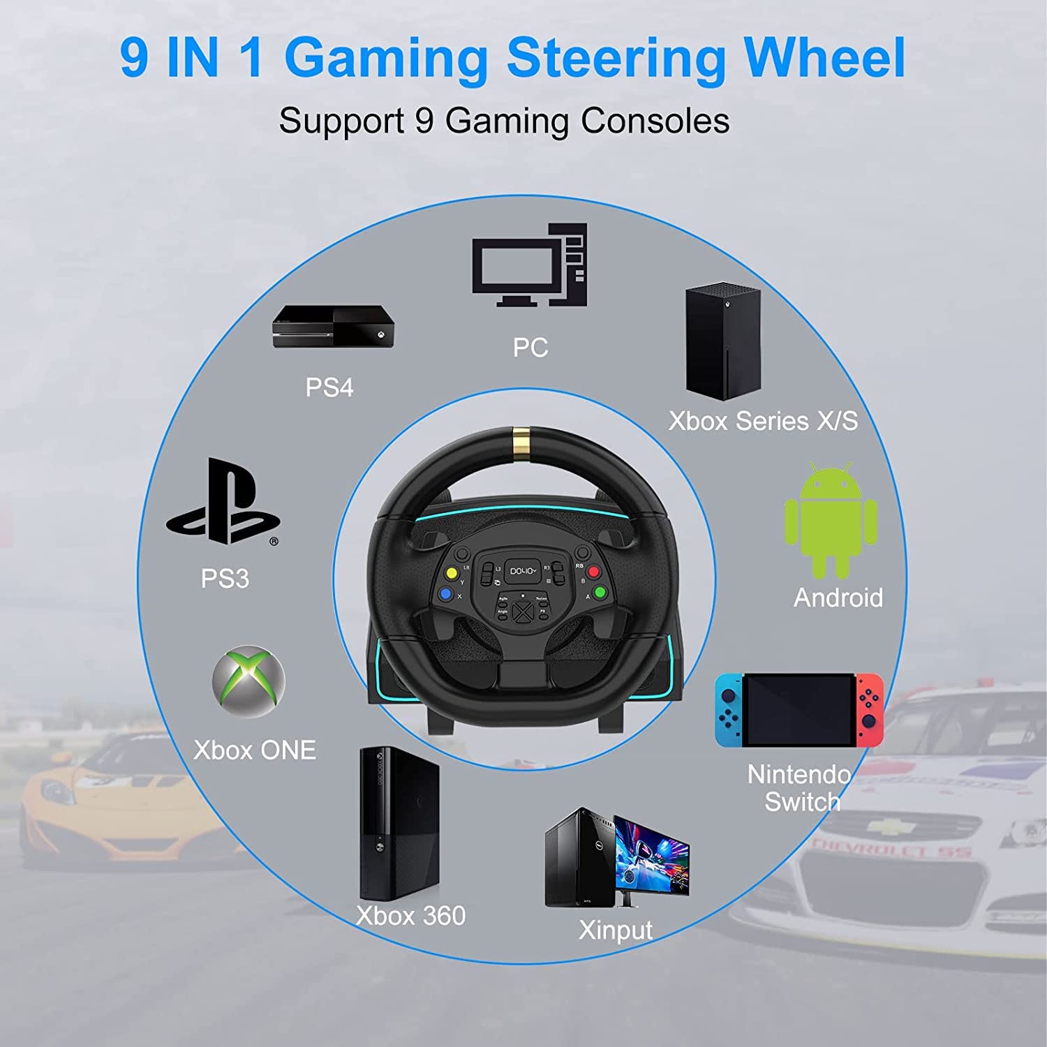 Volante Con Pedalera Para PC PS3 PS4 XBOX ONE XBOX 360 Android