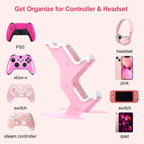 Load image into Gallery viewer, Controller Holder Pink, Game Controller Rack Headset Stand for Xbox Series X S/Xbox one / PS5 / PS4 / NS/PC/Headset, Aluminum Metal Headset Mount Universal Organizer for Video Game Accessories