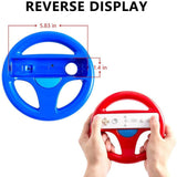 Load image into Gallery viewer, DOYO 2 Pack Steering Wheel for wii Controller 360 Degree Rotation Mario Kart Racing Game Steering Wheel (Red &amp; Blue) - DOYO Game