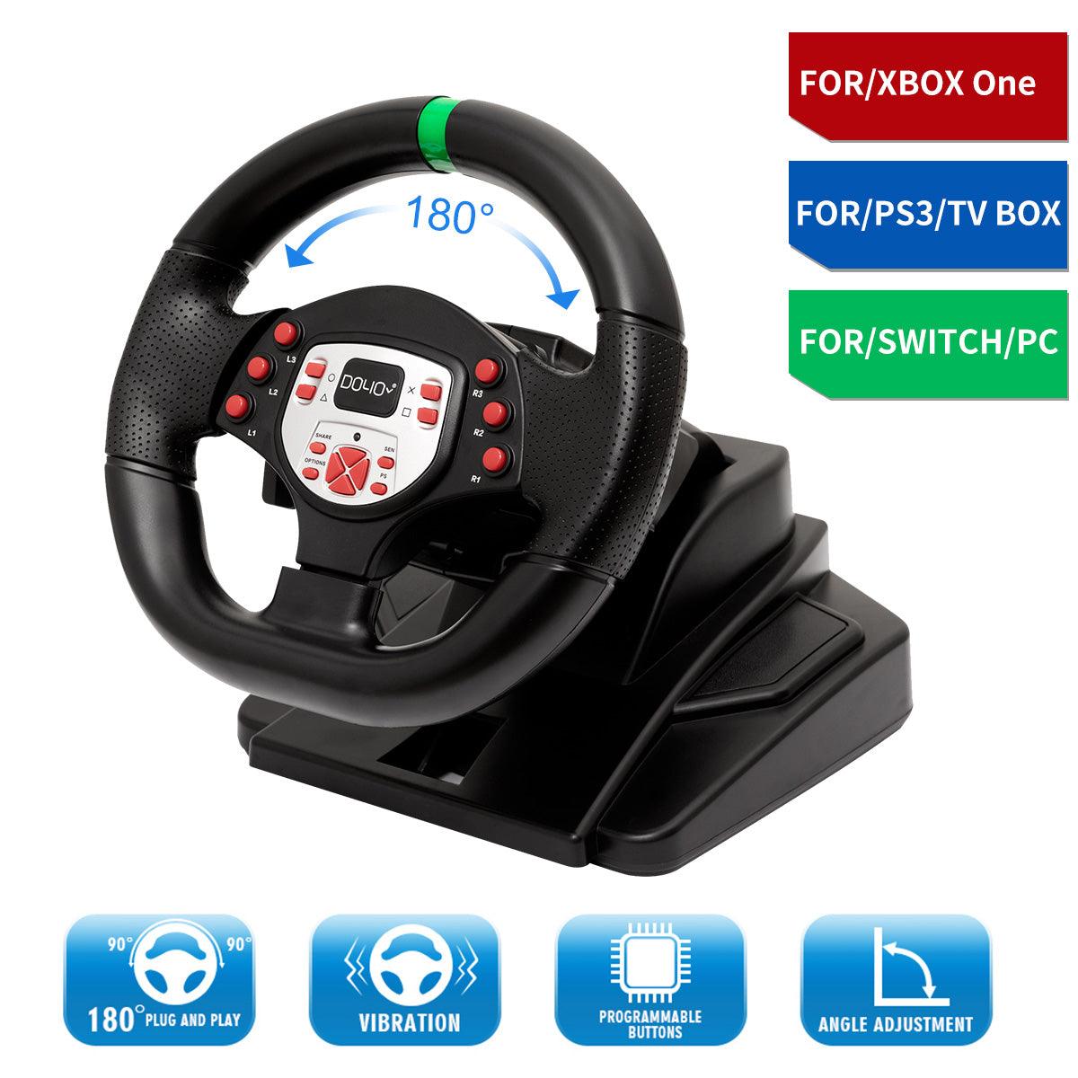 DOYO180 Degree Driving-gaming racing wheel: Compatible with PS3/PS4/XBOX  One/XBOX 360/SWITCH/Android/PC, 180-degree Steering, Adjustable Height